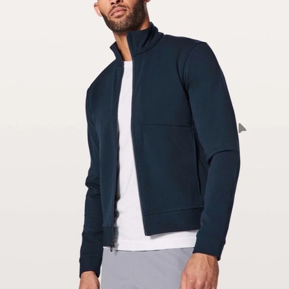 Lululemon Sojourn Jacket Mens XXL Navy Blue Full Zip Warpstreme Athletic Track